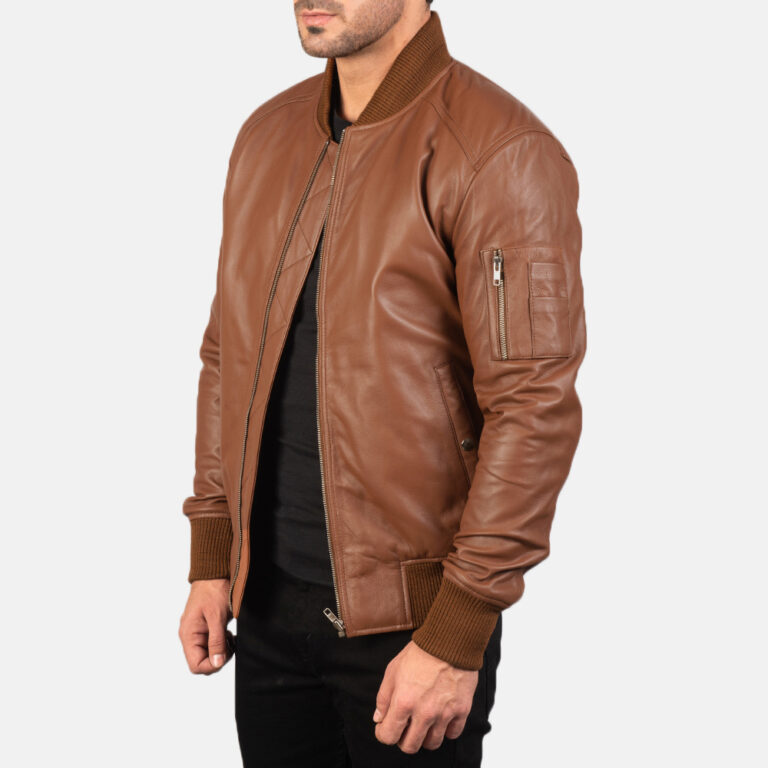 Mens Bomia Ma-1 Brown Leather Bomber Jacket7820-3-1579778530615